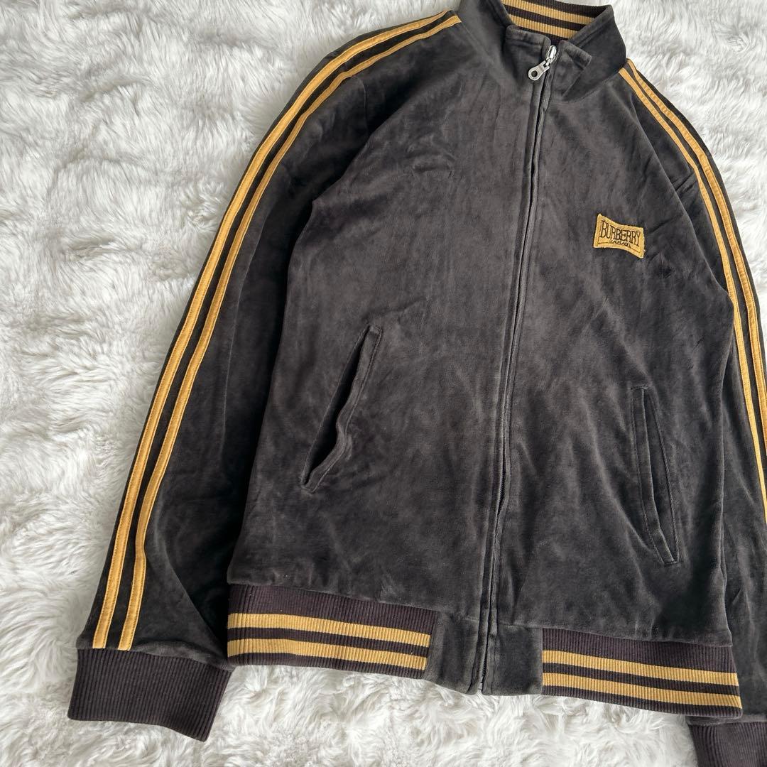バーバリーブラックレーベル★ベロア トラックジャケット ブラウン