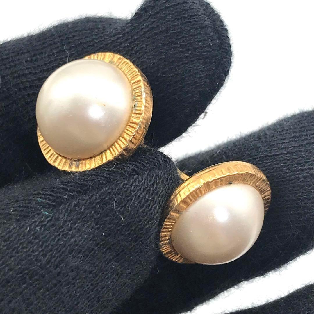 箱付 CHANEL ヴィンテージ シャネル パール ゴールド カフス