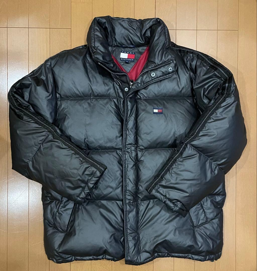 【極暖・肉厚】トミーヒルフィガー ダウンジャケット L 黒 90s 裏地デザイン