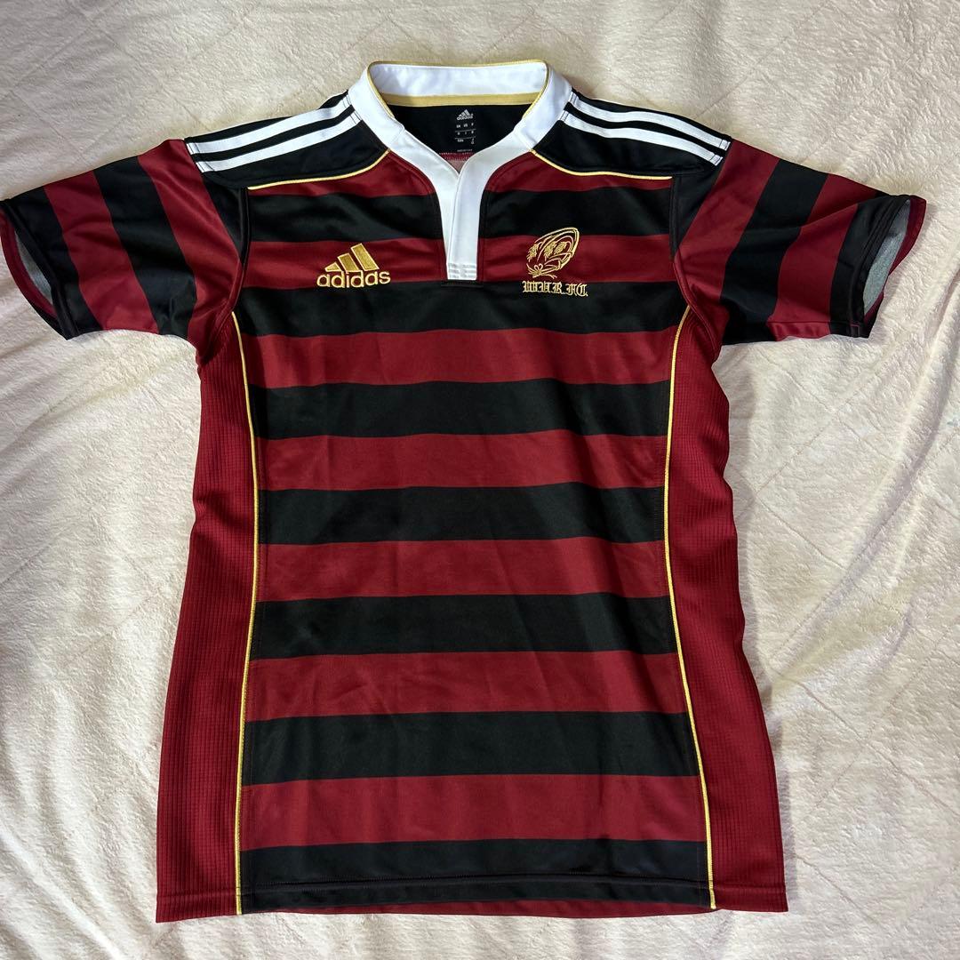 adidas ラガーシャツ 赤/黒 ストライプ
