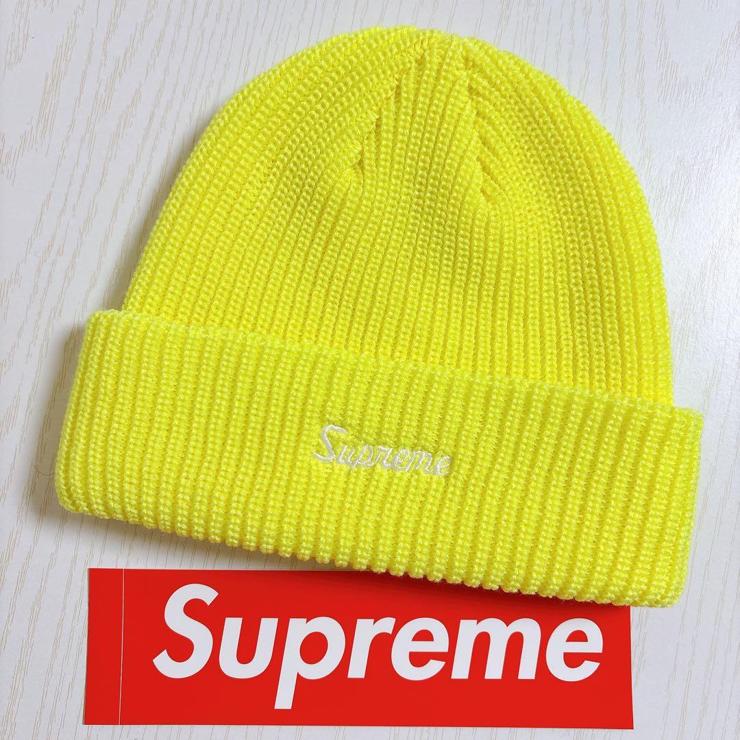 Supreme ニット帽　スクリプトロゴ　イエロー　黄色　野村周平着用モデル