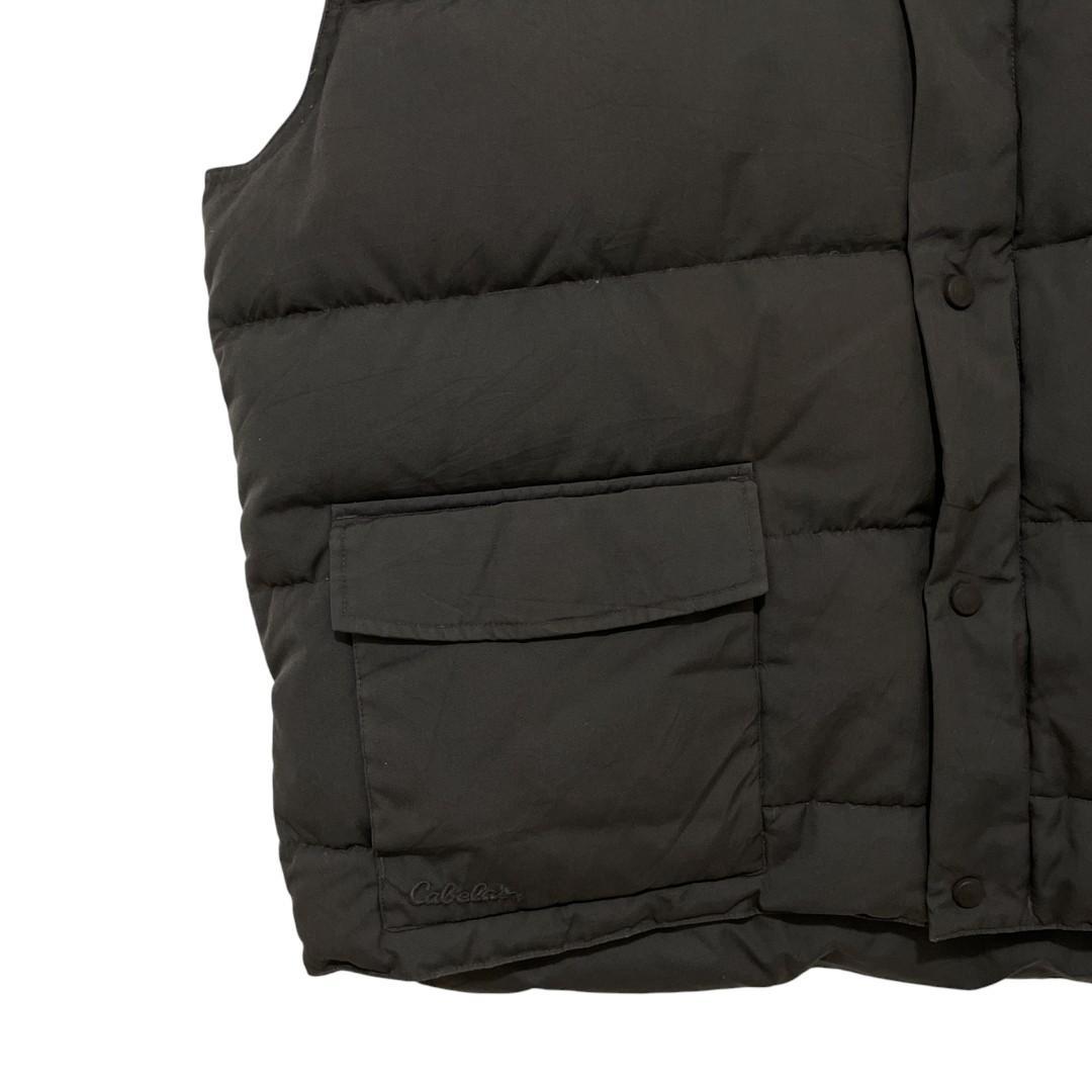 【Cabela's】 裏地フリース ロゴ刺繍グースダウンベスト グレー 2XL