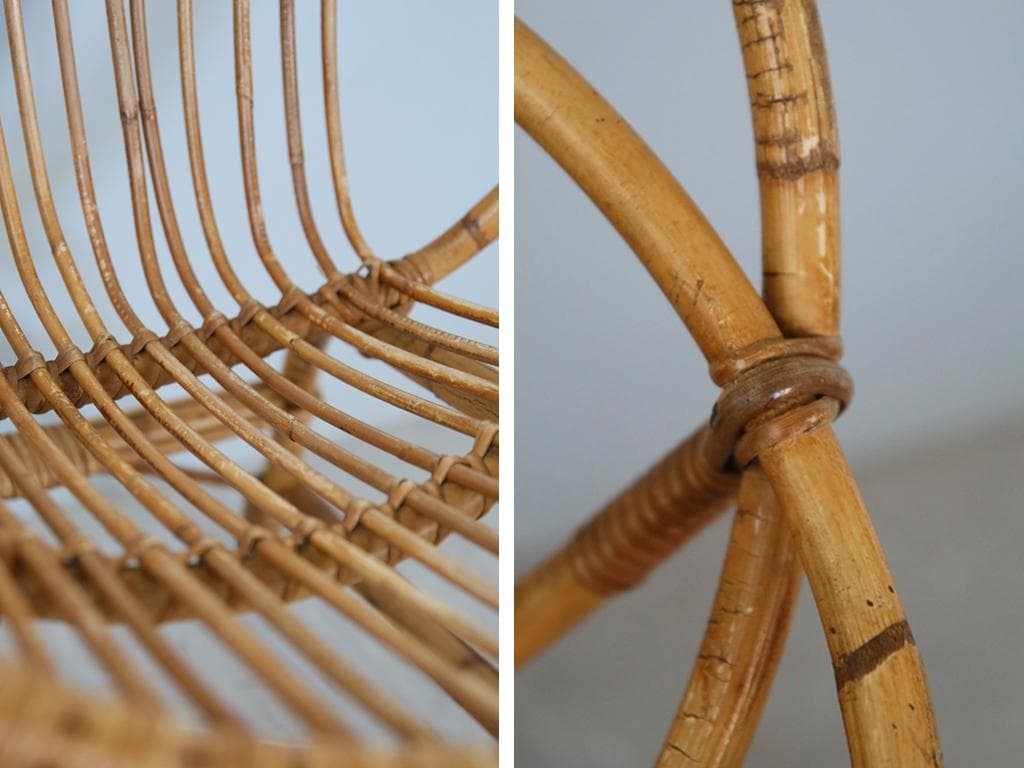 フランスアンティーク籐ラタンチェア/1人掛けソファ/竹バンブーイス90-51-2