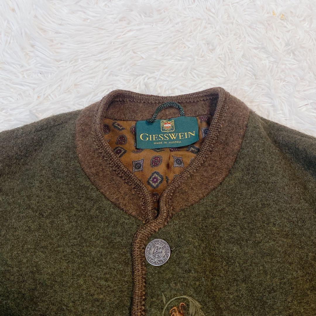 美品 GIESSWEIN ノーカラー チロリアン ウール ジャケット 3L