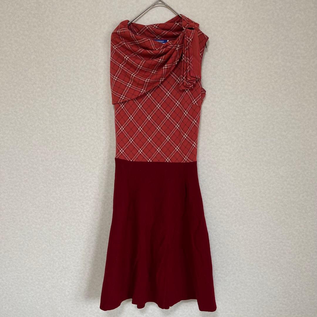 BURBERRY バーバリーブルーレーベル ノースリーブワンピース赤 38