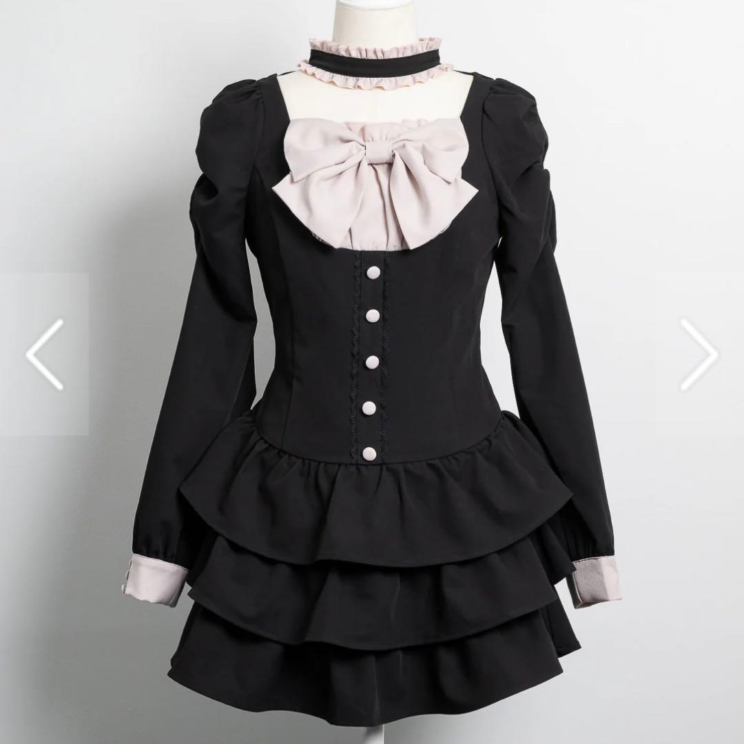 フロントリボンチョーカーティアードミニワンピ pium【⭐️本日限定値下げ⭐️】