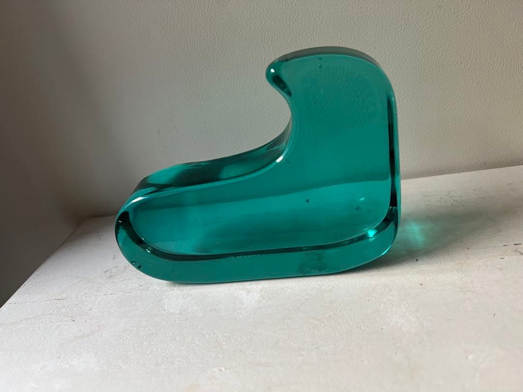 minä perhonen 青と緑のガラスバード置物