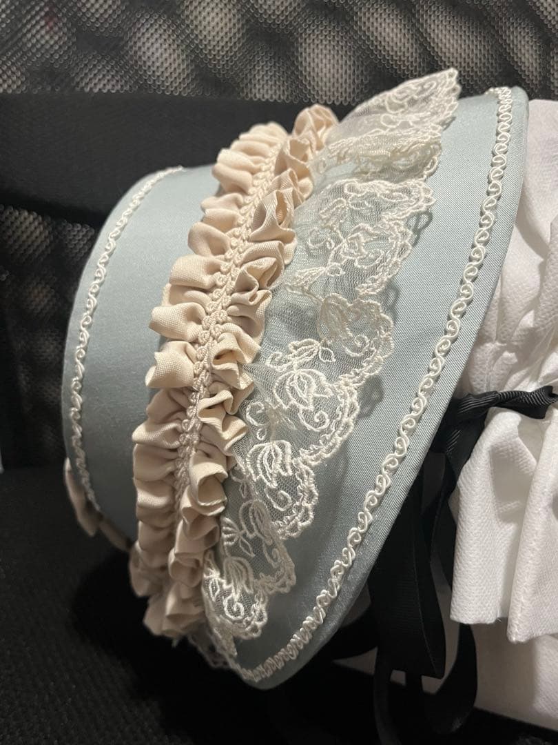 星箱works リボンタルト 帽子型ボンネット サックス