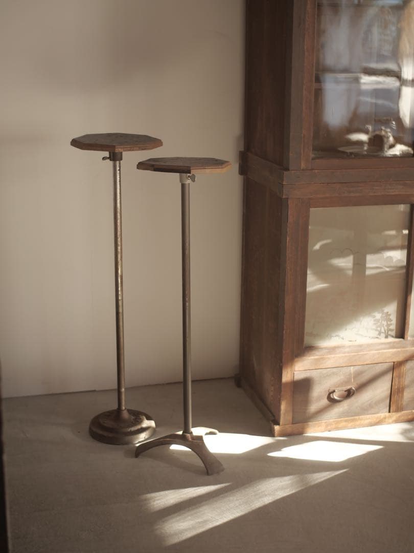 ②ハイテーブル　テーブル　机　花台　台　古家具　古道具　アンティーク　昭和レトロ