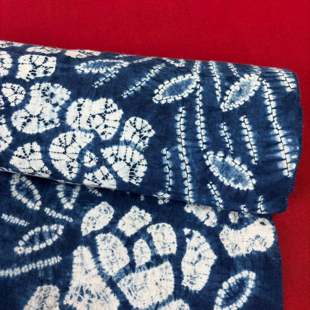 最終価格‼︎藍染絞り浴衣反物　藍染絞り布 未使用品