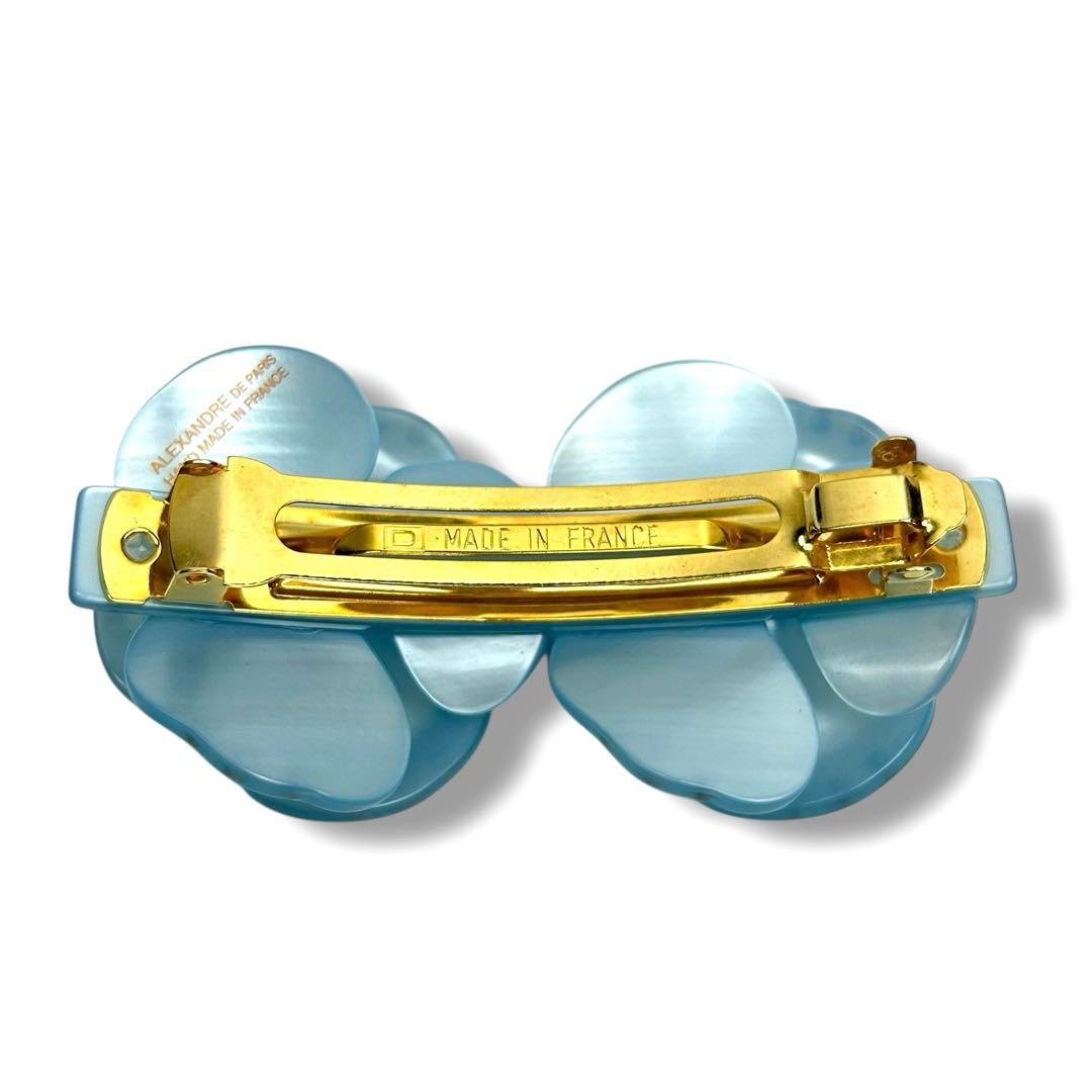 【美品】Alexandre De Paris 双子カメリア バレッタ 水色
