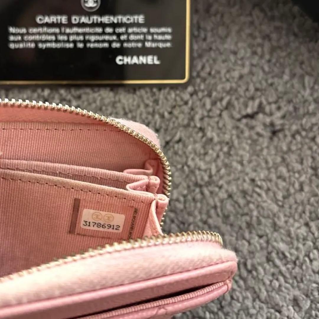 専用　CHANEL キルティングキャビアスキン ジップ パース　ピンク