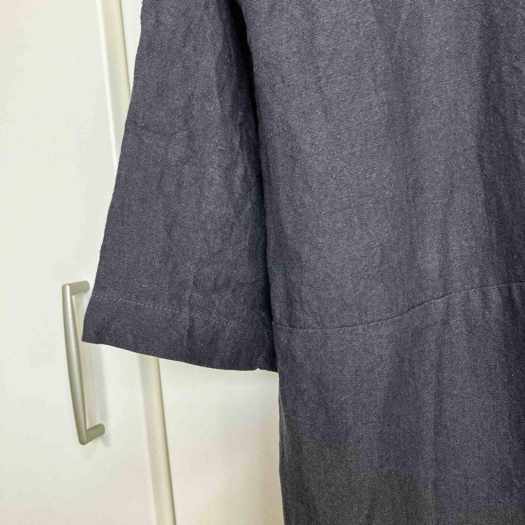 中川政七商店 厚手麻のボタンワンピース スミクロ