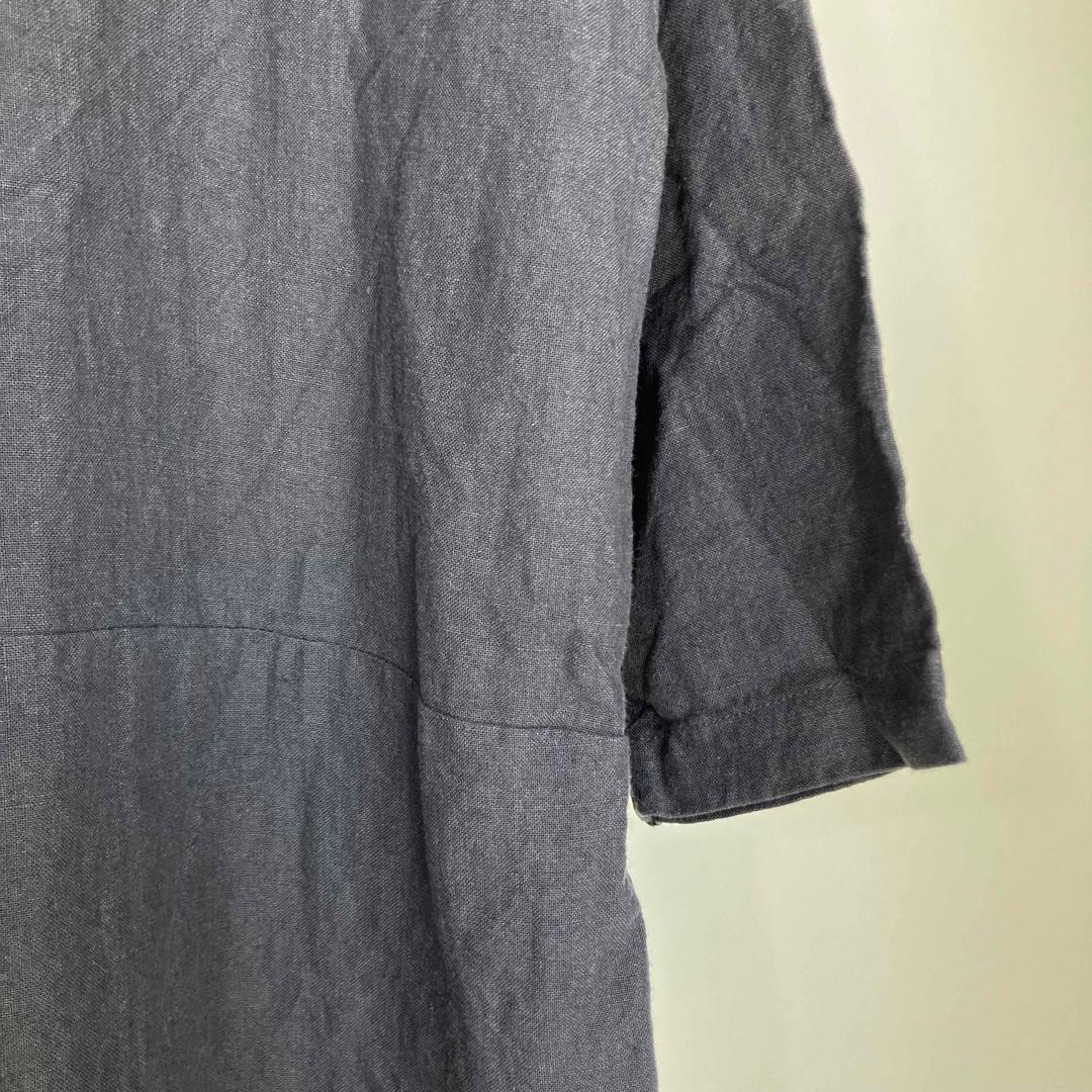中川政七商店 厚手麻のボタンワンピース スミクロ