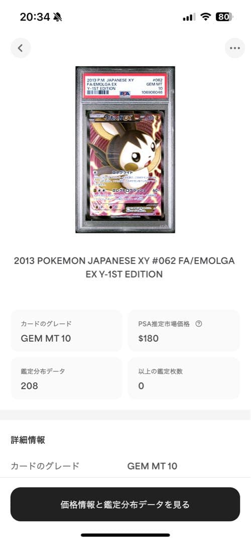 世界208枚 PSA10 エモンガEX emolga 2013 24