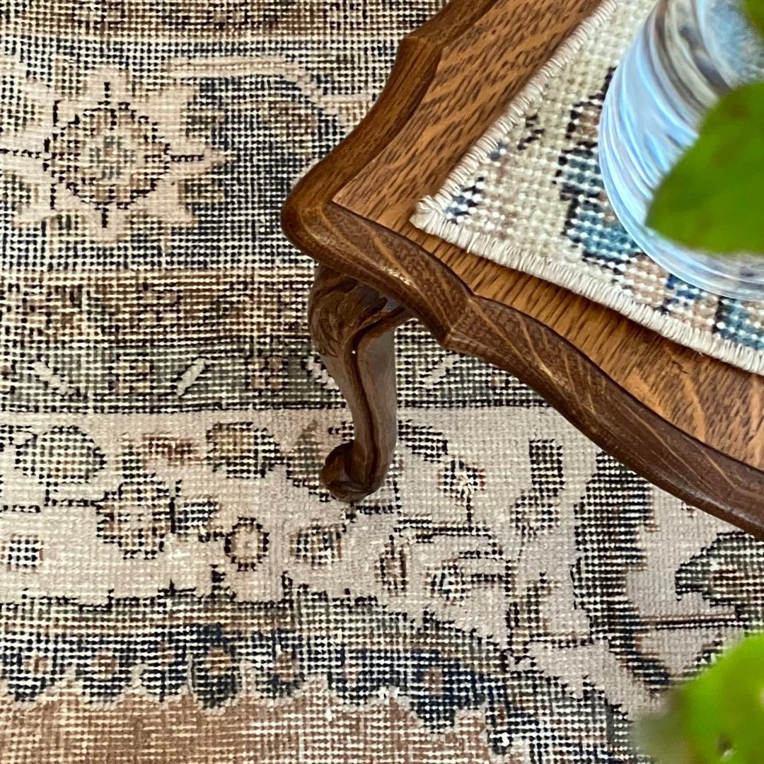 額縁メダリオン✳︎130×215コーラルピンク　ブルー　トルコヴィンテージラグ