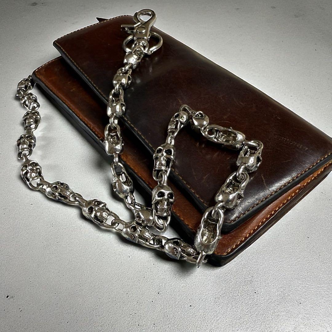 ウォレットチェーン シルバー スカル 骸骨 バイカー ロック