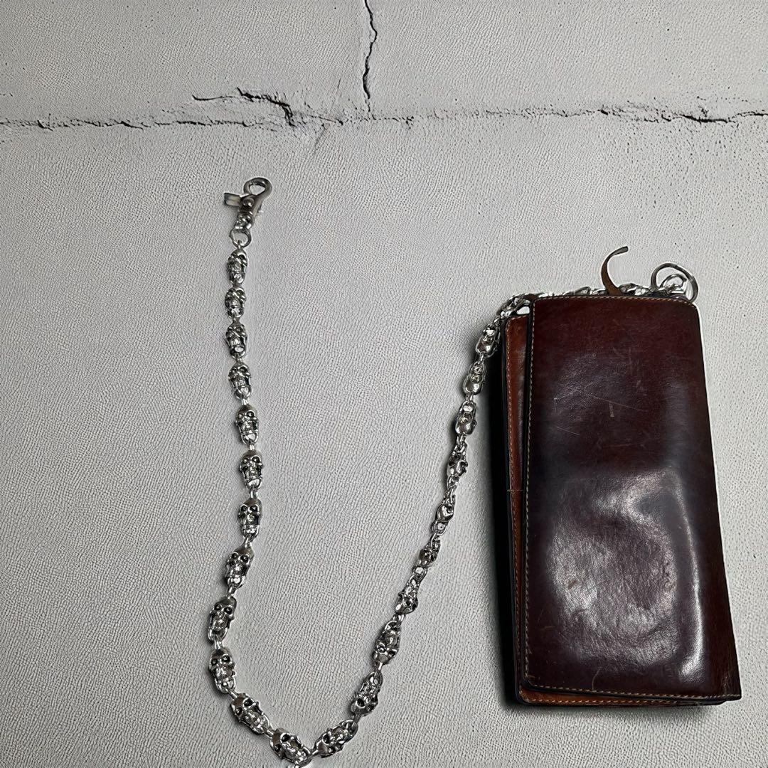 ウォレットチェーン シルバー スカル 骸骨 バイカー ロック