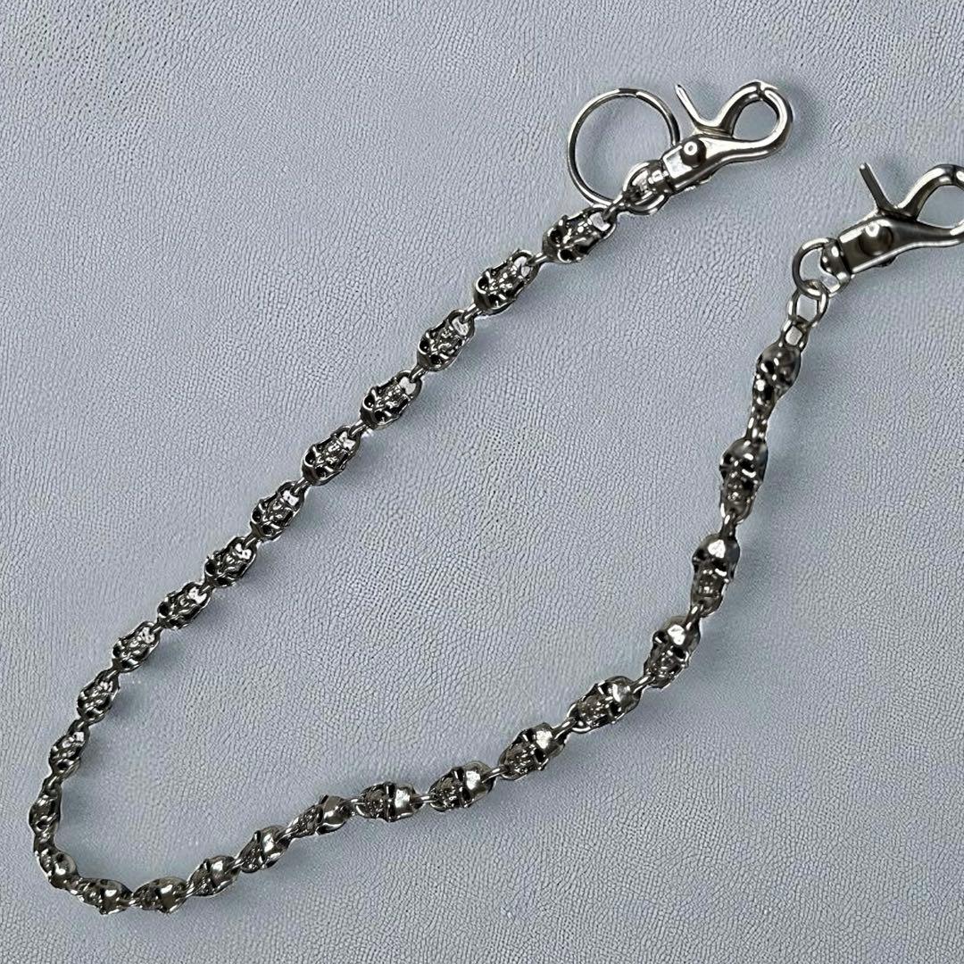 ウォレットチェーン シルバー スカル 骸骨 バイカー ロック