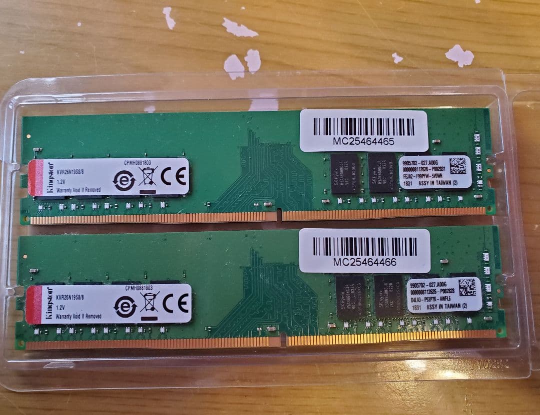 Kingston デスクトップ用メモリ DDR4-2666 8GBx2枚 16G