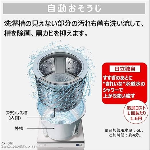 洗濯機　BW-DV80C-N 　日立　ビートウォッシュ