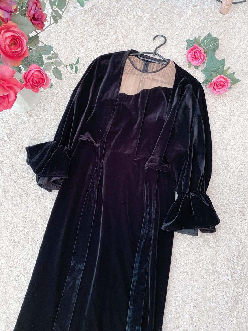 アメリ 2WAY CURVE VELOURS DRESS