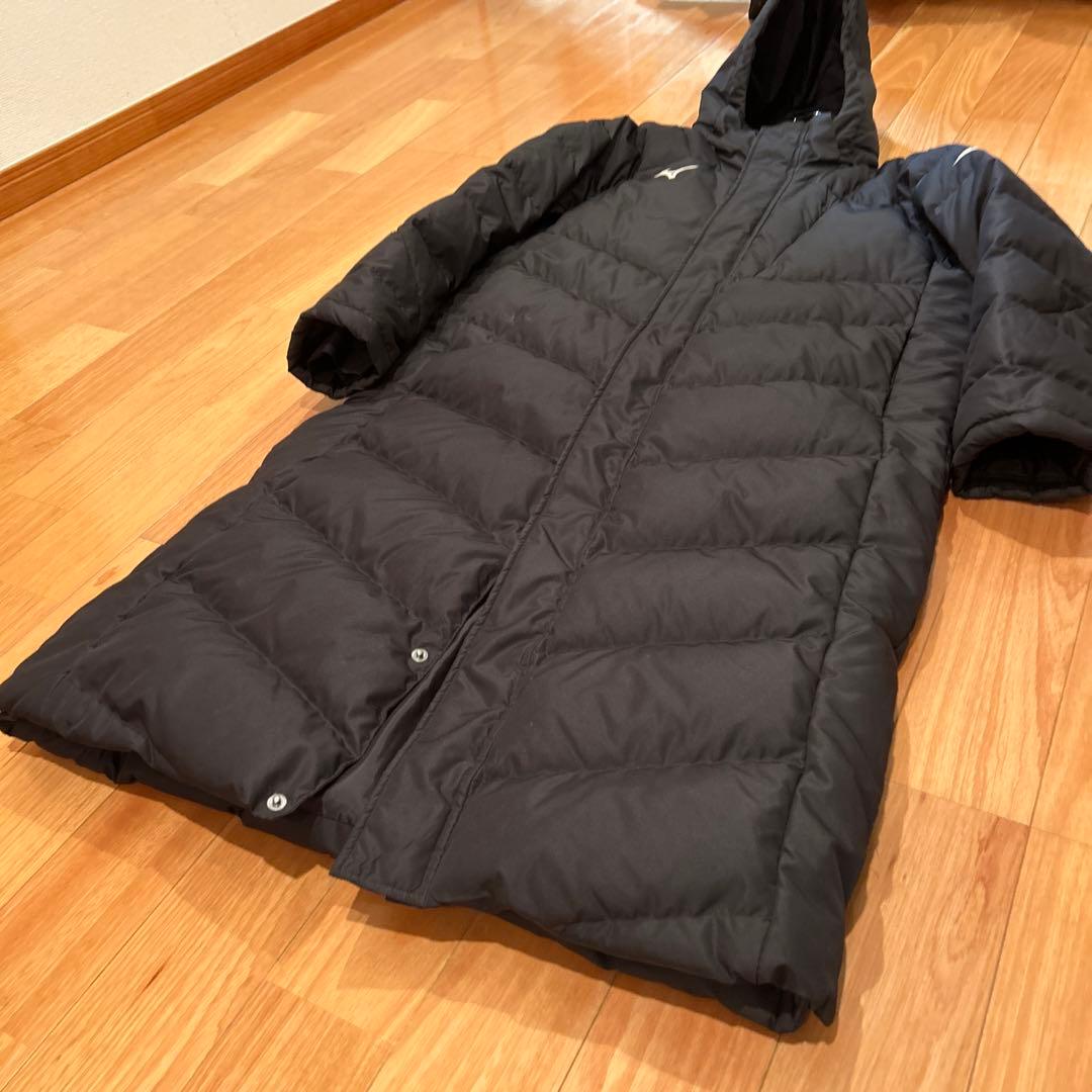 Mizuno ブラック ダウンコート フード付き