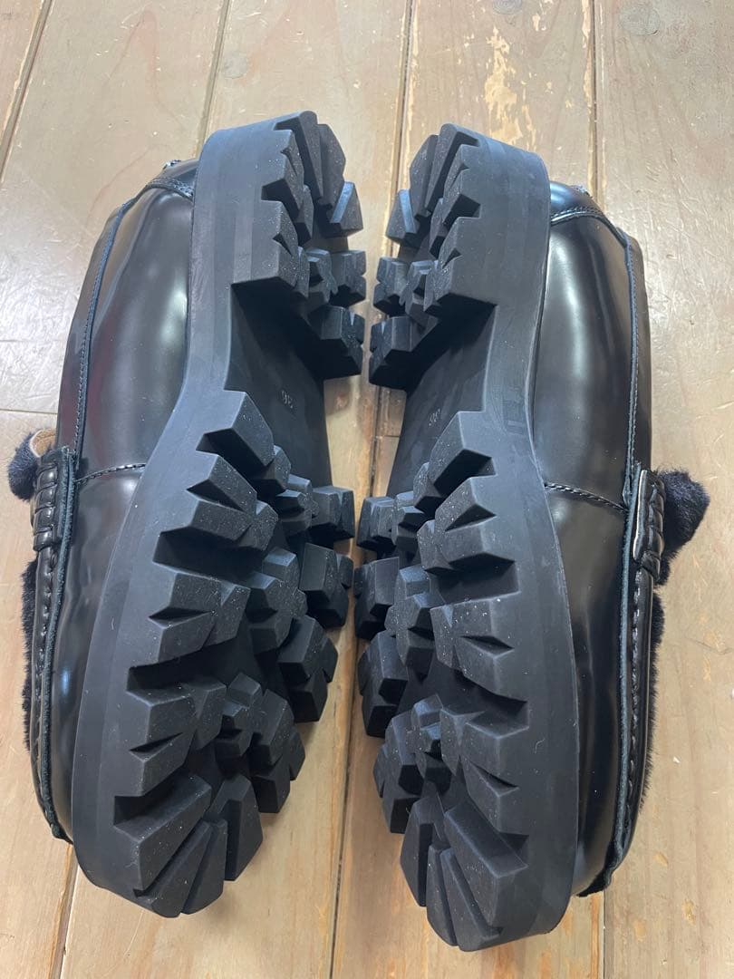 ARTESANOS黒 レザー ファー 厚底ローファー 新品未使用