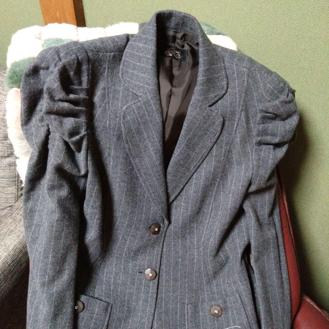 「禁煙、未使用」伊太利屋　ジャケット　11号　グレーストライプ