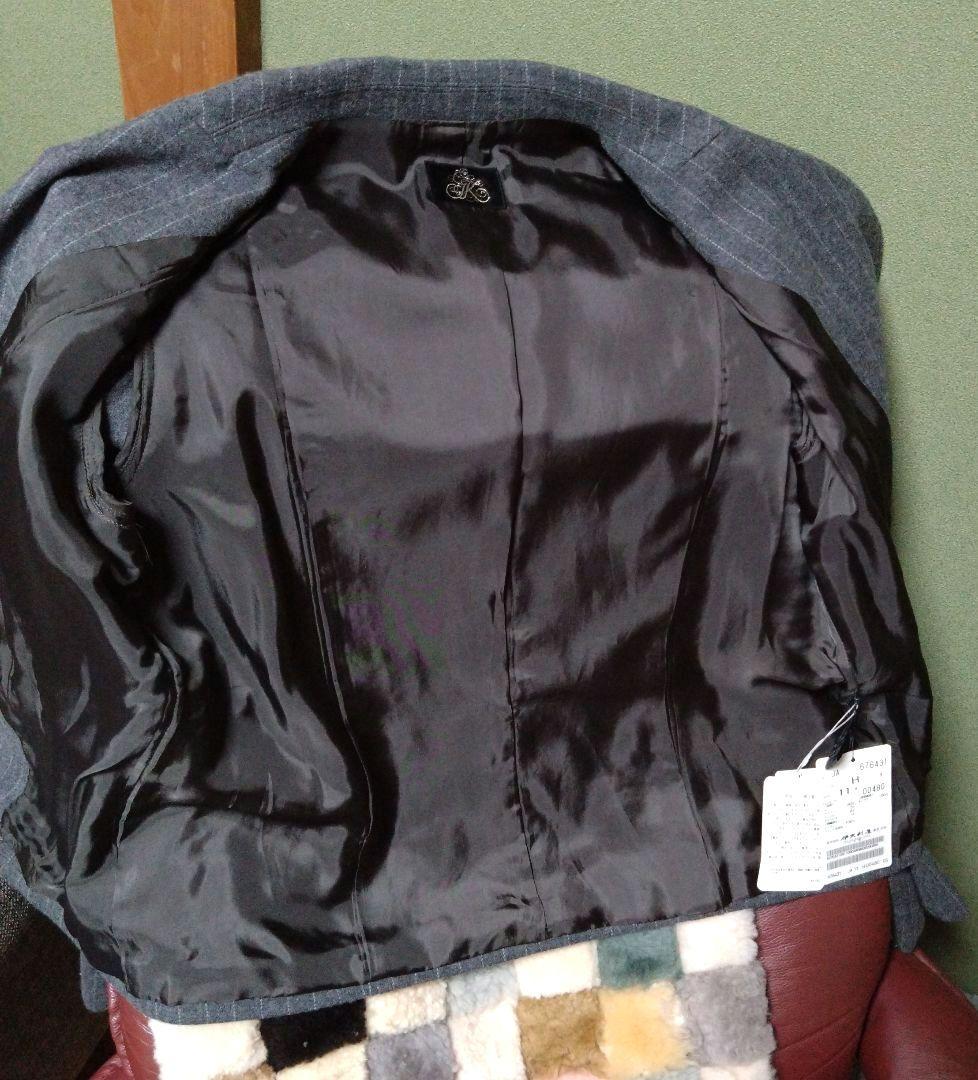 「禁煙、未使用」伊太利屋　ジャケット　11号　グレーストライプ
