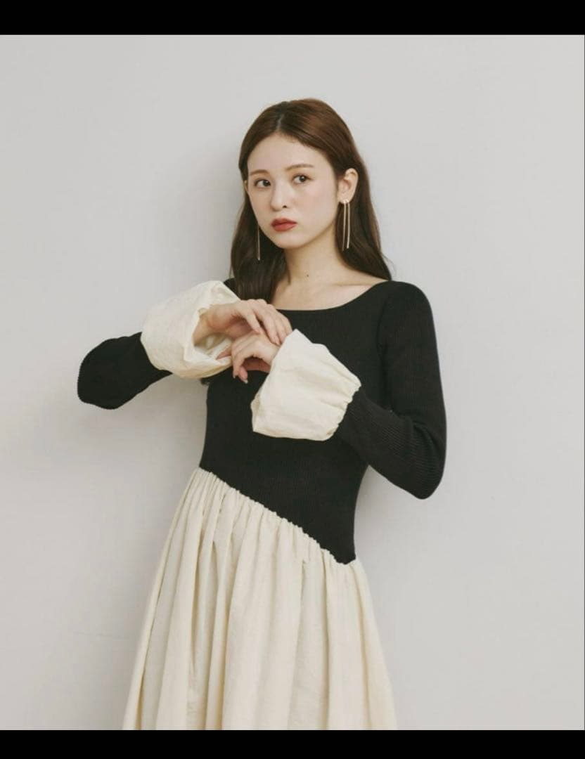 【完売商品】Olu.　ニットドッキングバルーンワンピース