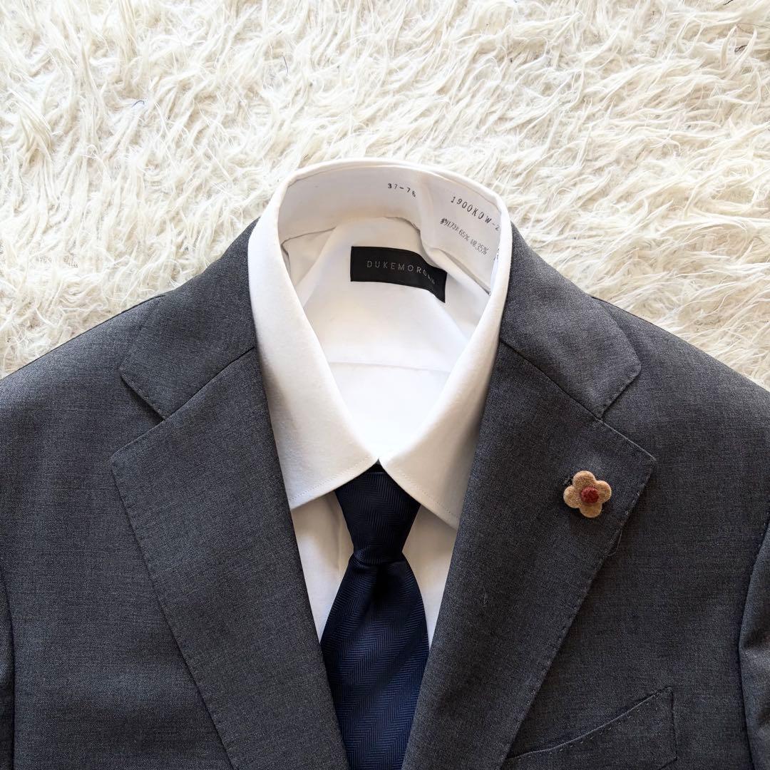 <極美品>LARDINI ダークグレー 3ピース ウール スーツ サイズ46