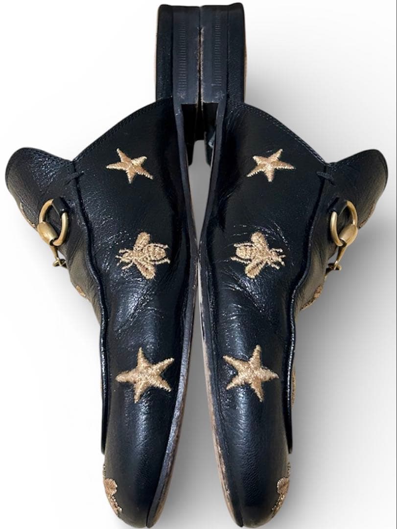 GUCCI グッチ プリンスタウン レザースリッパ スター ビー ITALY
