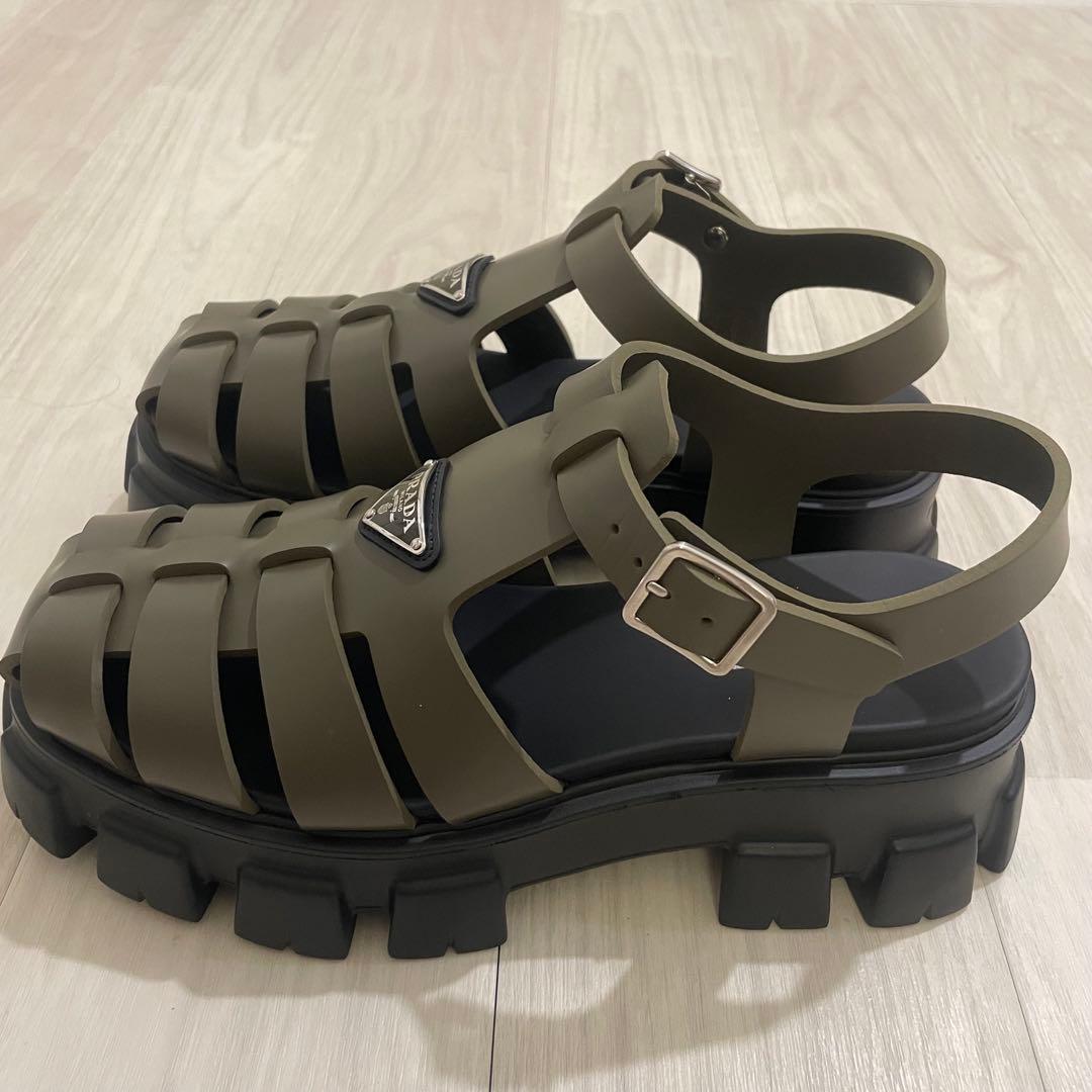 PRADAモノリス　サンダル 限定カラー　カーキ　メンズサイズ10