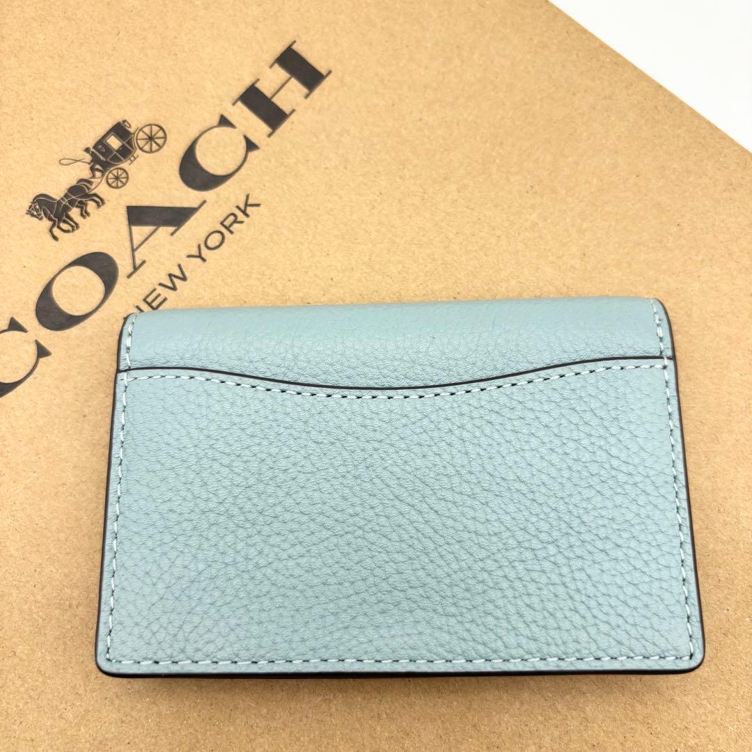 【COACH☆新品】 エッセンシャル ビジネス カード ケース☆アクアマリン
