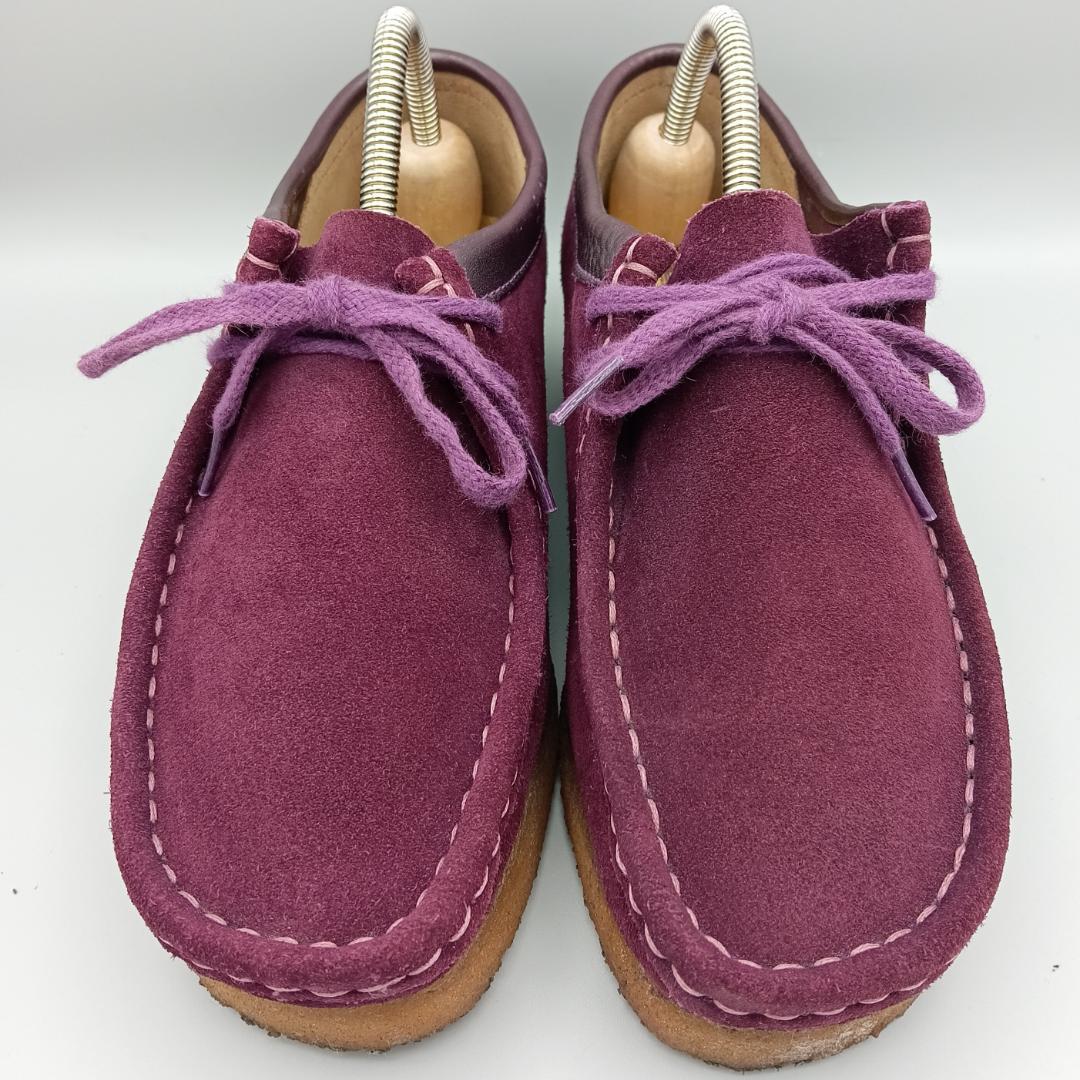 【美品】Clarks クラークス ワラビー スエード モカシン 紫 23.0㎝