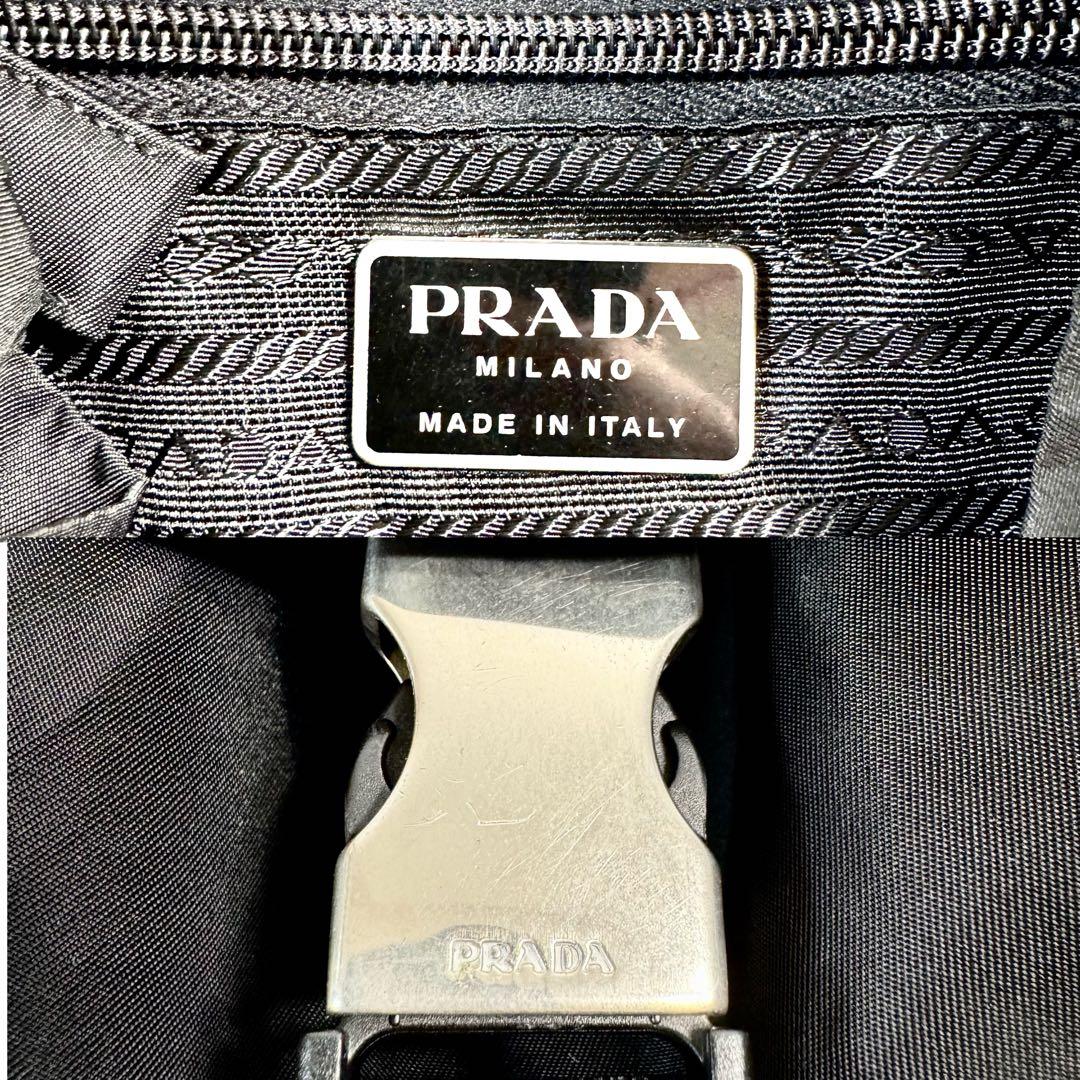 PRADA リュック ナイロン 三角 プレート 巾着 マルチポケット レザー