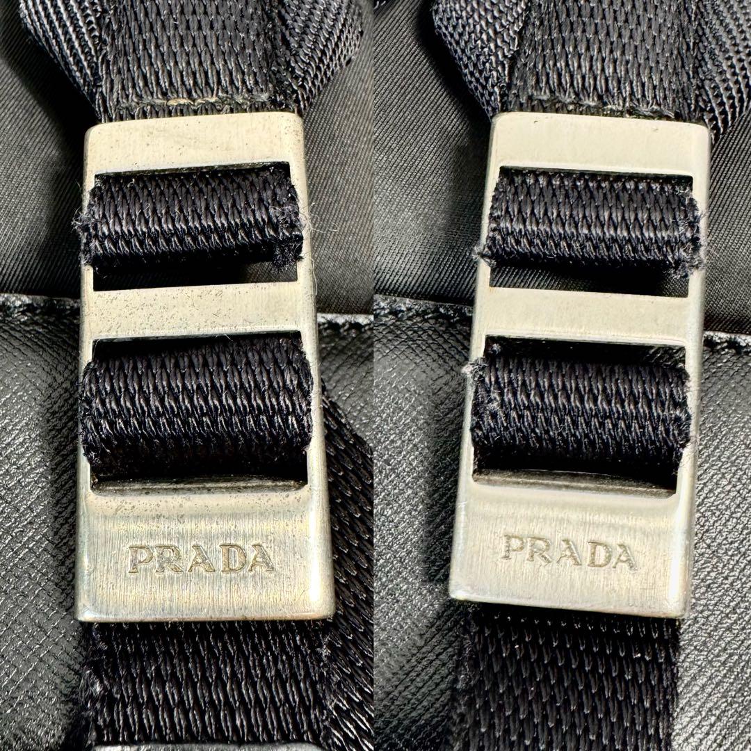PRADA リュック ナイロン 三角 プレート 巾着 マルチポケット レザー