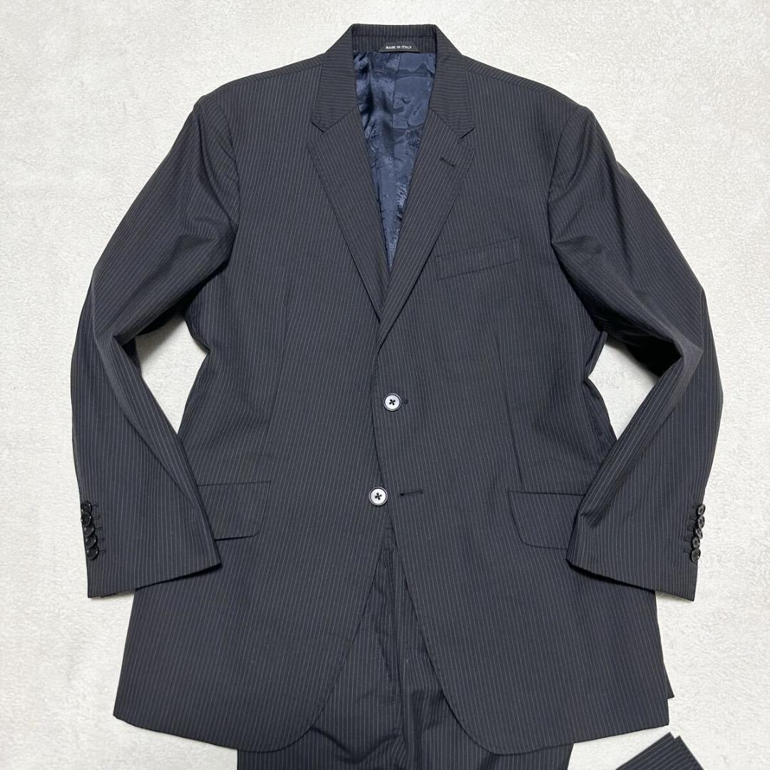 希少XL!美品 ポールスミス 地図柄 伊製 スーツ 袖裏ペイズリー 黒 083