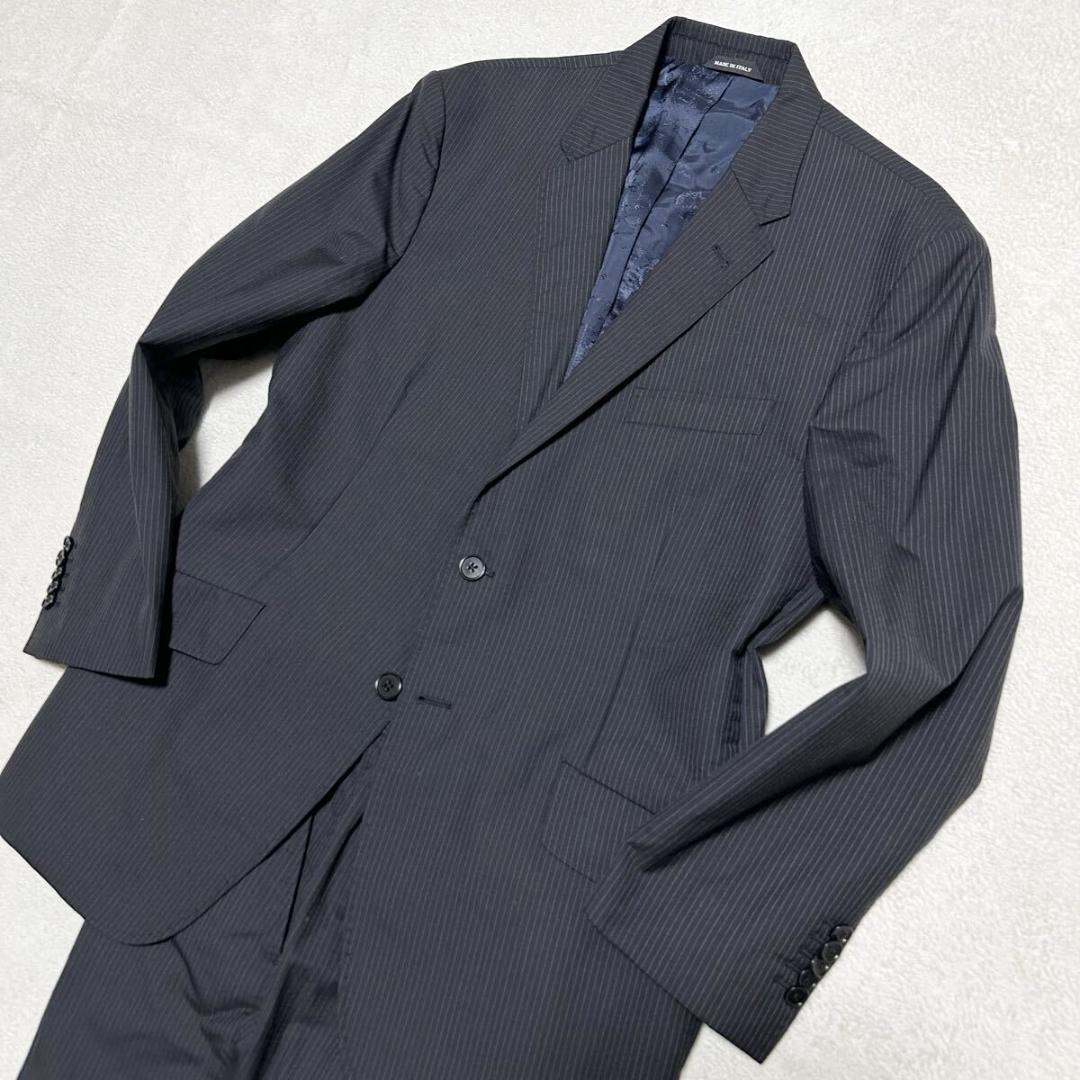 希少XL!美品 ポールスミス 地図柄 伊製 スーツ 袖裏ペイズリー 黒 083