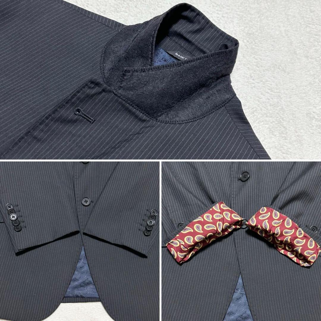 希少XL!美品 ポールスミス 地図柄 伊製 スーツ 袖裏ペイズリー 黒 083