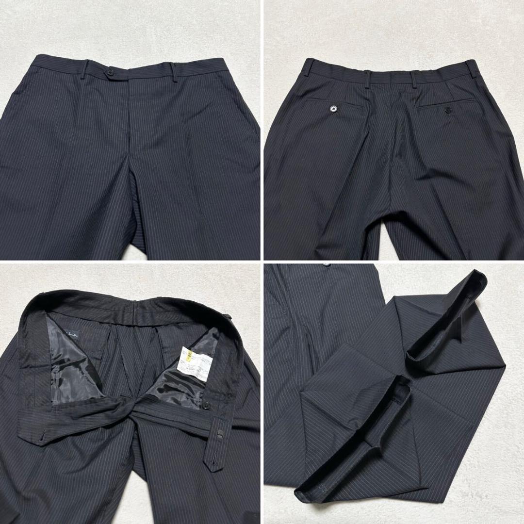 希少XL!美品 ポールスミス 地図柄 伊製 スーツ 袖裏ペイズリー 黒 083