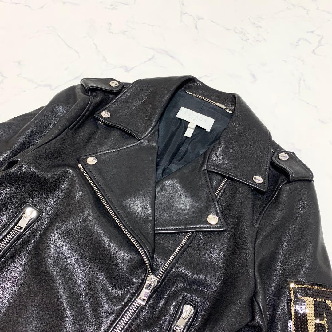 escada【エスカーダ】スパンコール刺繍 ライダースジャケット