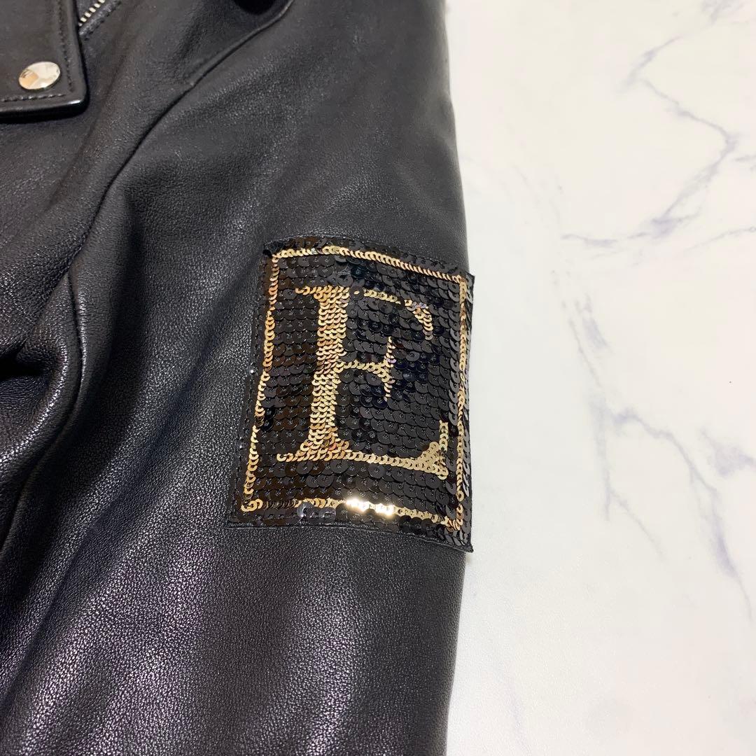 escada【エスカーダ】スパンコール刺繍 ライダースジャケット