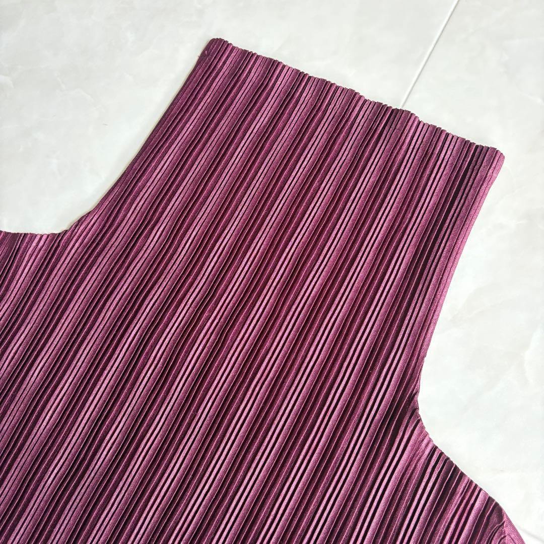 希少色✨ プリーツプリーズ タートル長袖プリーツトップ ワイン 3 日本製 伸縮