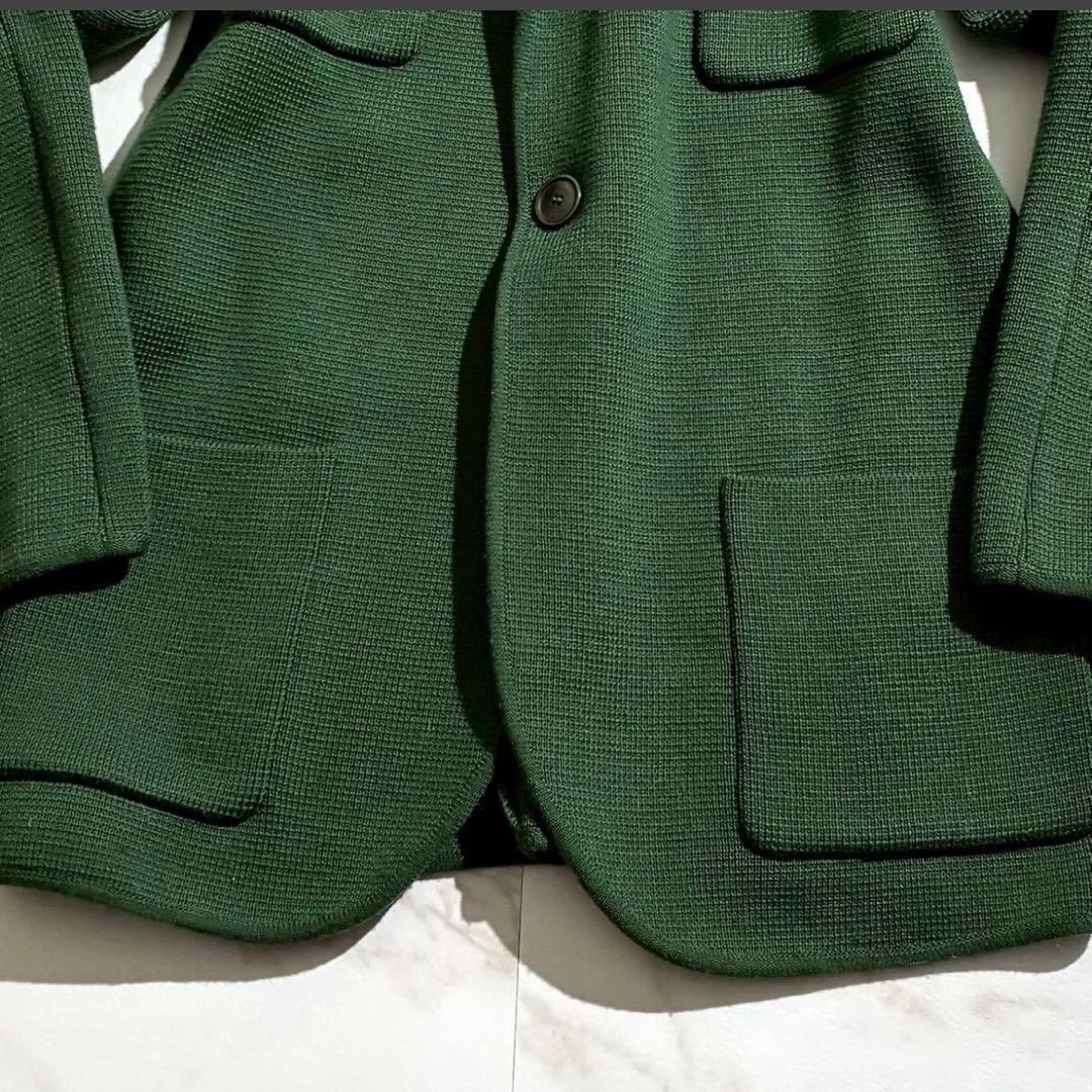 極美品/50(XL)ジョルジオアルマーニ ジャケット テーラード ニット生地 緑