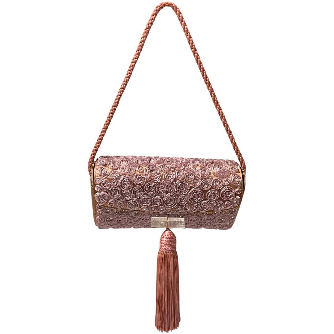 美品 ジョルジオアルマーニ クリスタル フリンジ パーティバッグ 希少モデル