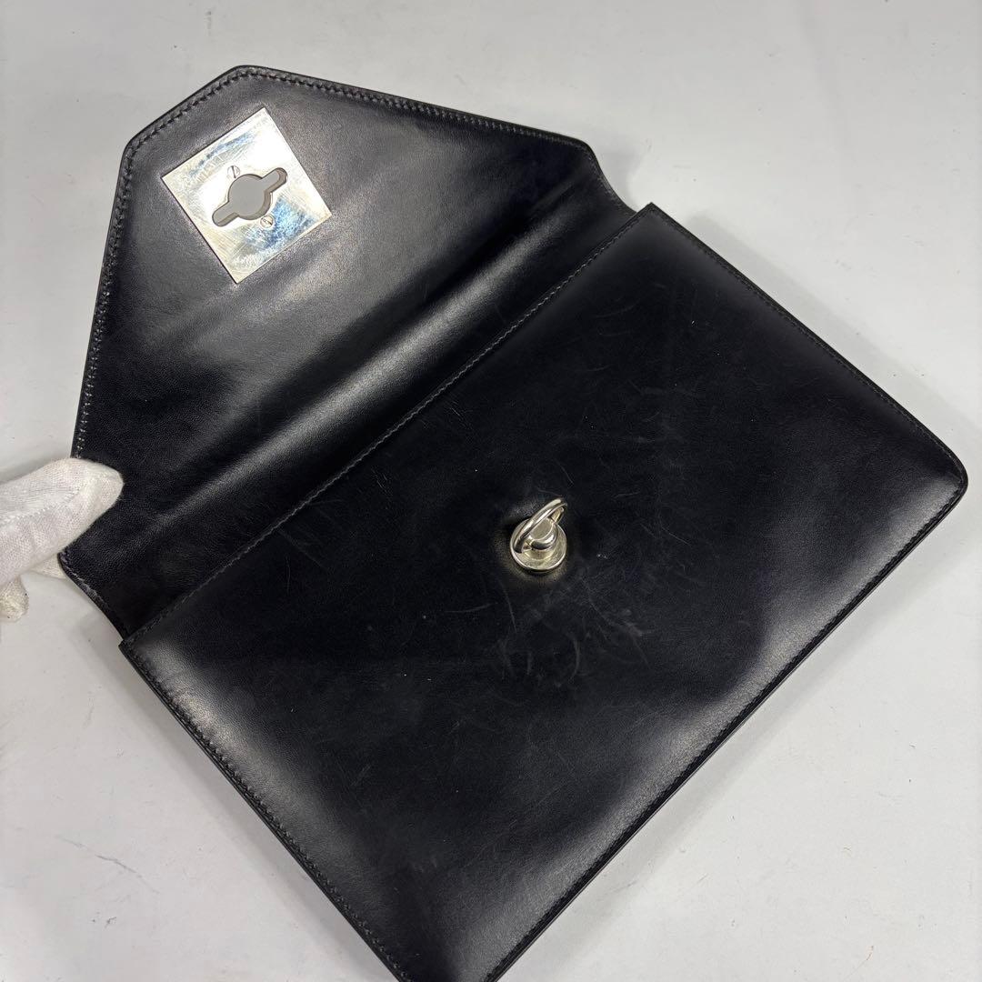 CELINE　セリーヌ　ヴィンテージ　クラッチバッグ　シルバー金具　レザー　黒