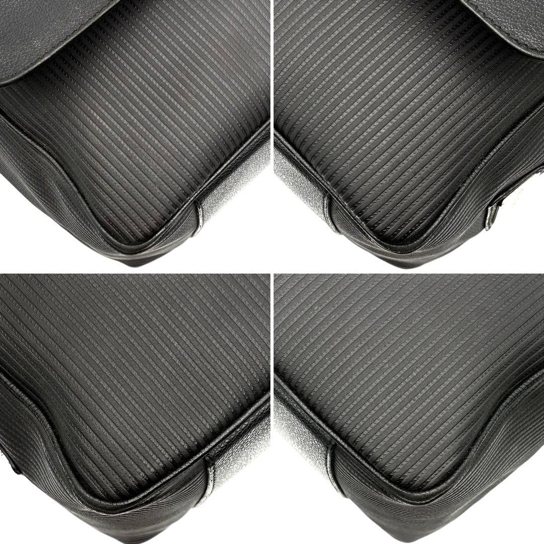 美品 ブルガリ ミレリゲ ショルダーバッグ ロゴプレート レザー 斜め掛け 黒