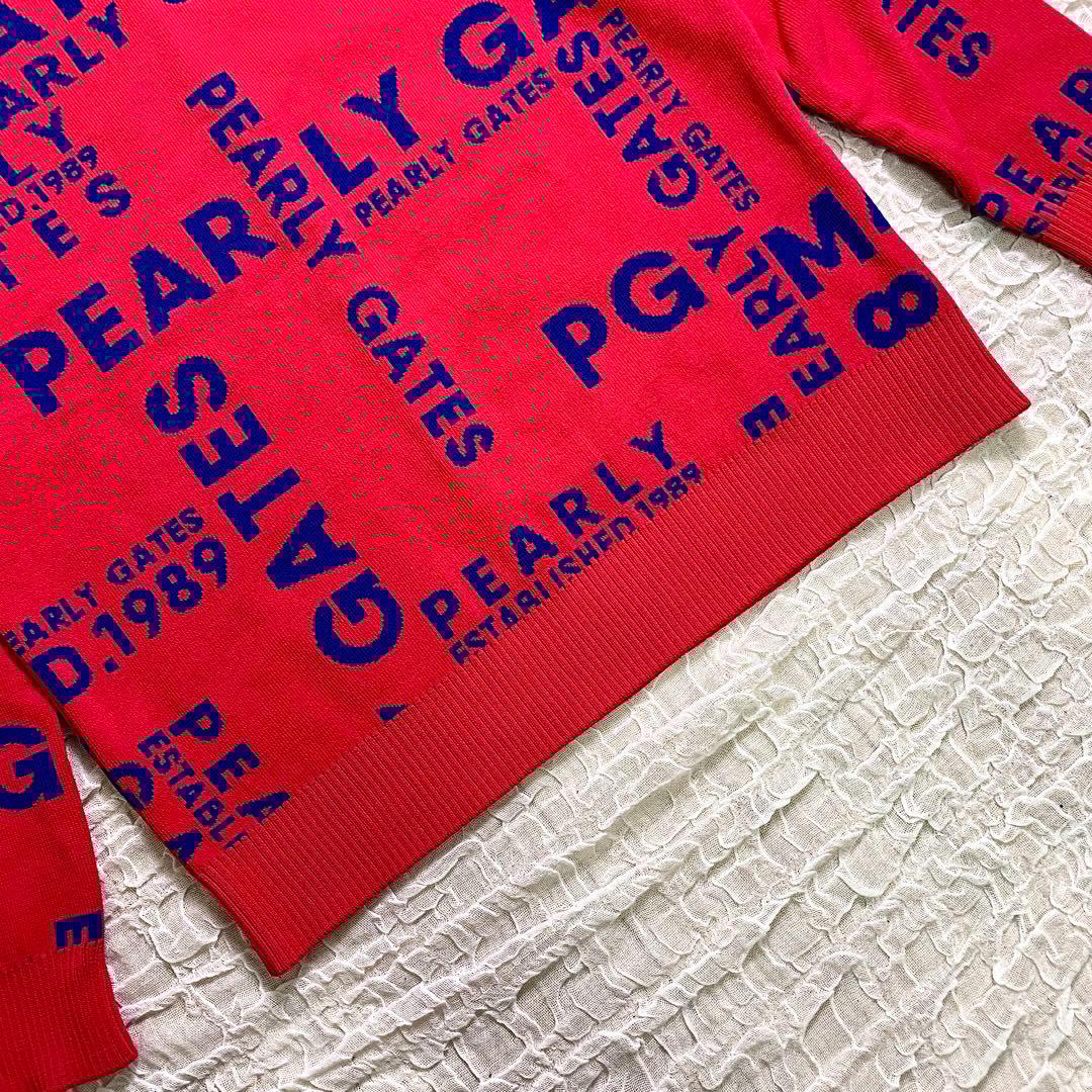 極美品　PEARLYGATES パーリーゲイツ クルーネック　セーター　ロゴ